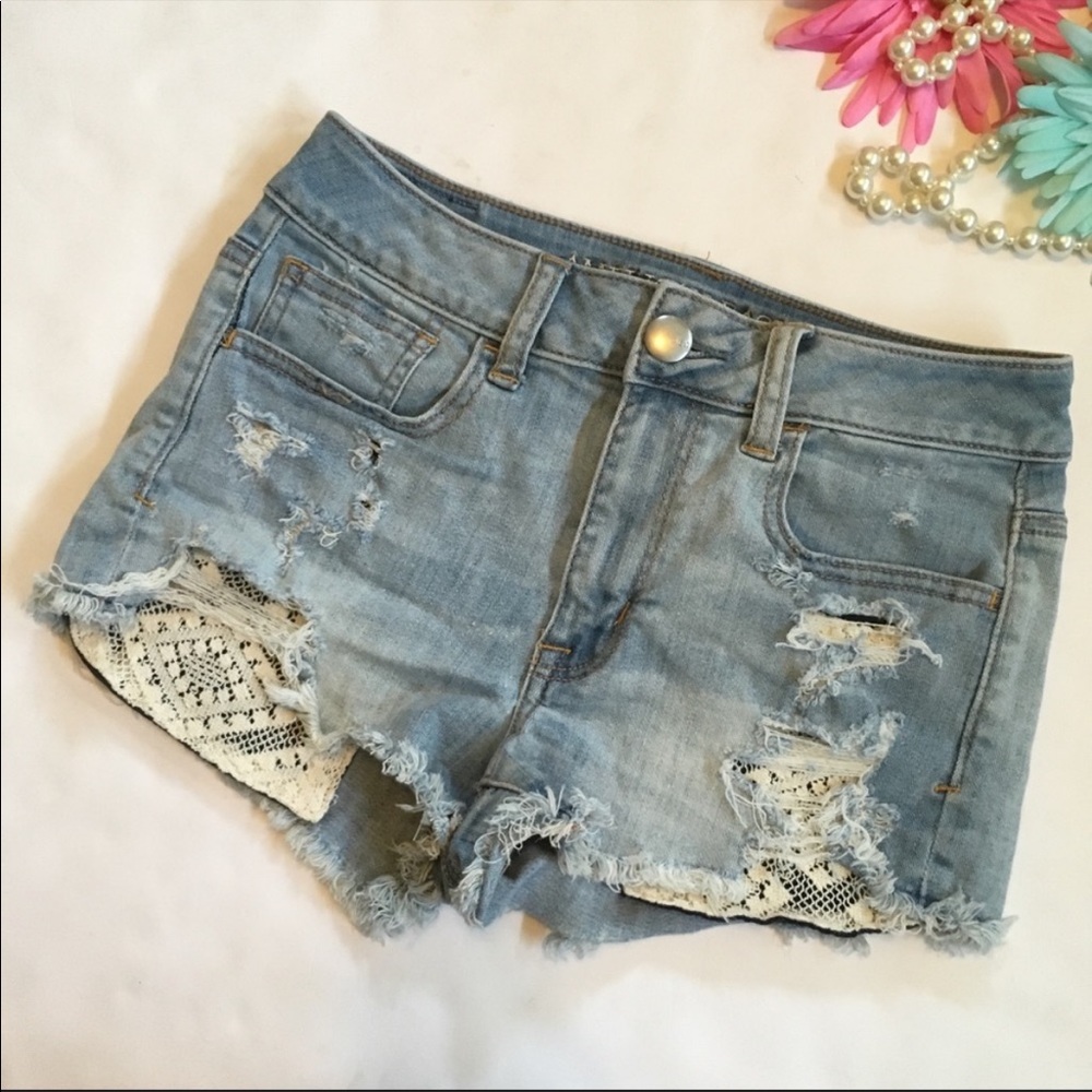 American Eagle Hi-Rise Shortie Distressed Jean Shorts | AEO